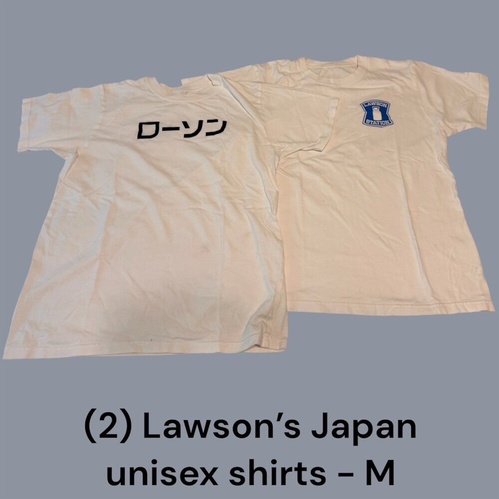 Lot of 2 Lawson T-Shirt Unisex Size M White Japan Konbini Logo Graphic
